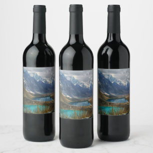 Scenic Alpine Mountains Photo Wine Label
