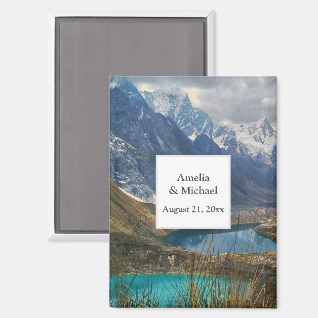 Scenic Alpine Mountains  Wedding Save the Date Magnet (Front/Back)