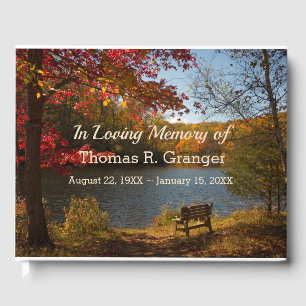 Scenic Autumn Lake Landscape Memorial Guest Book