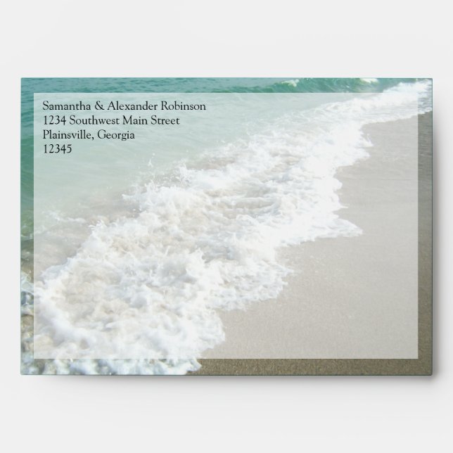 Scenic Beach Destination Wedding Envelope (Front)
