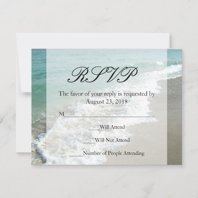 Scenic Beach Destination Wedding RSVP Card (Front)