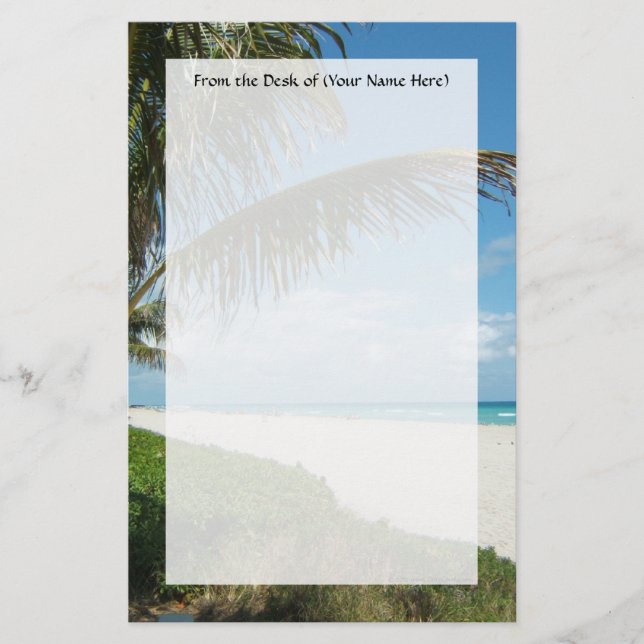 Scenic Beach, Side Palm Branch Stationery (Front)