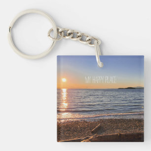 Scenic Beach Sunset Photo Key Ring