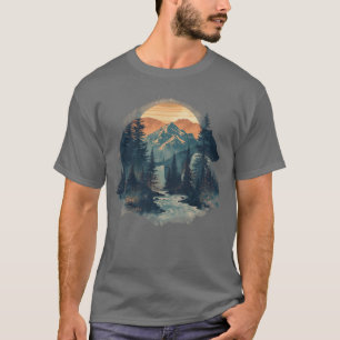 Scenic Bear Nature Illustration Art T-Shirt