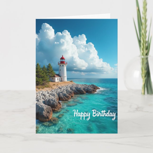 Scenic Birthday Lighthouse Card (Front)