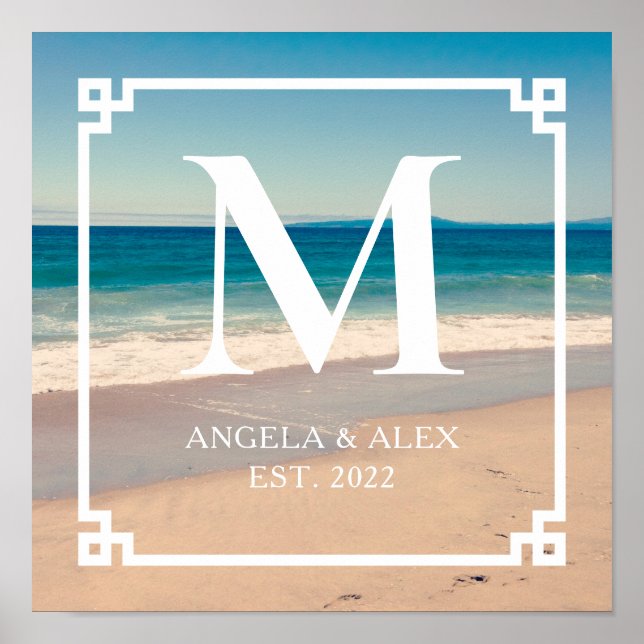 Scenic California Beach Photo Wedding Monogram Poster (Front)