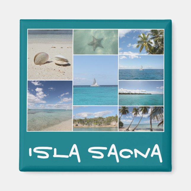 Scenic Caribbean Isla Saona Photo Collage Magnet (Front)