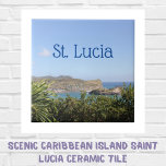 Scenic Caribbean Island Saint Lucia Tile<br><div class="desc">Scenic photograph by Christine aka stine1 of the Caribbean island of St. Lucia with exotic greenery and a picturesque village by the Caribbean sea. Above all, the blue summer sky. Perfect Caribbean cruise vacation travel souvenir or keepsake. scenic caribbean island, saint lucia, st. lucia, caribbean sea, picutesque village, exotic plants,...</div>