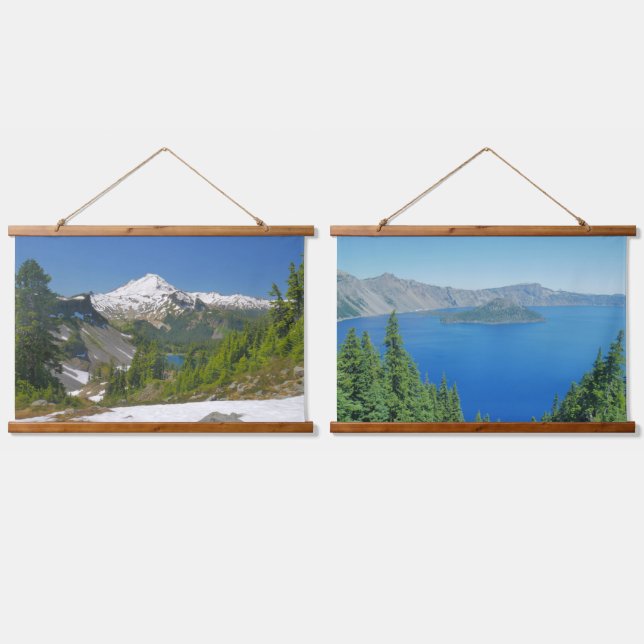 Scenic Cascade Mountains Mount Baker Crater Lake Hanging Tapestry (Double)