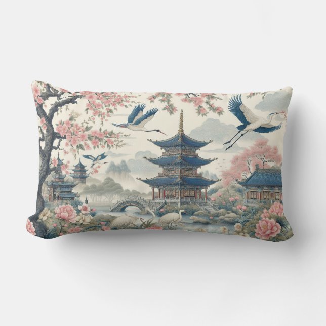 scenic chinoiserie lumbar cushion (Front)