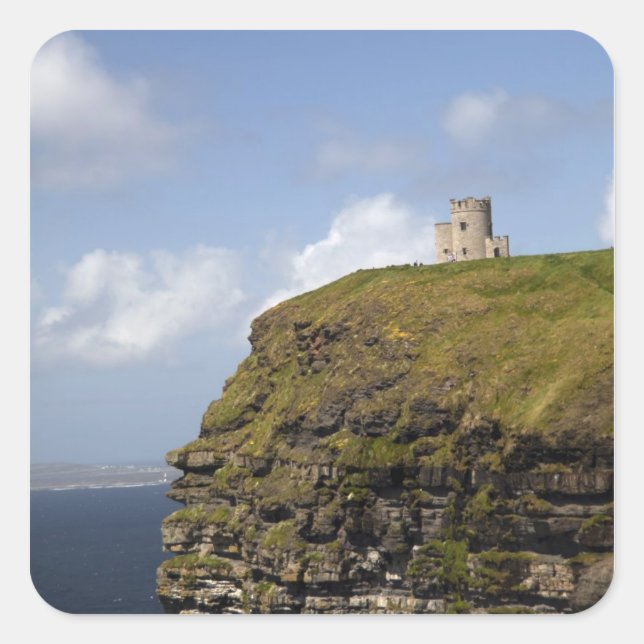 Scenic Cliffs of Moher and O'Brien's Tower. Square Sticker (Front)