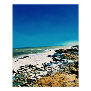 Scenic Coastal Landscape With Vibrant Blue Skies Poster