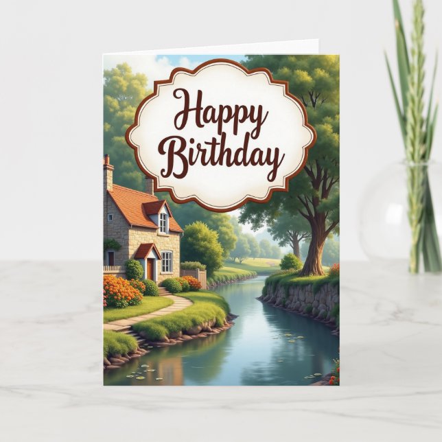 Scenic Cottage Birthday Card (Front)
