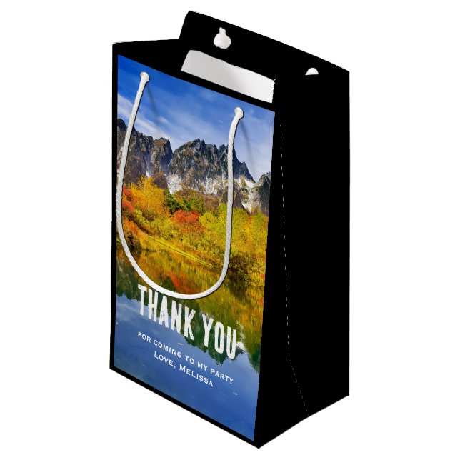 Scenic Country Mountains and Lake Party Thank You Small Gift Bag (Front Angled)