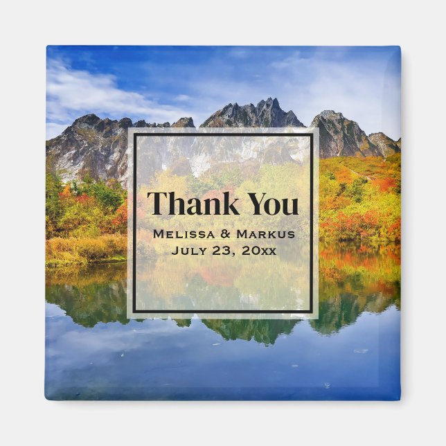 Scenic Country Mountains and Lake Thank You Magnet (Front)