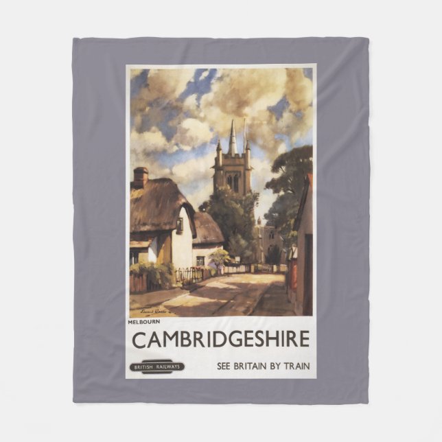 Scenic Country View British Railways Poster Fleece Blanket (Front)