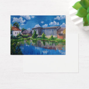 Scenic Countryside Lake Painting Postcard