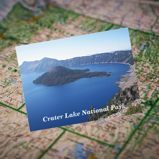 Scenic Crater Lake National Park Travel Postcard (In Situ Map)