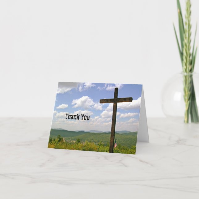 Scenic Cross on a Hill Pastor Appreciation Thank You Card (Front)