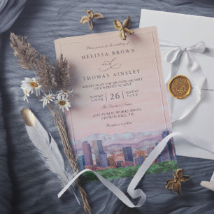 Scenic Denver Colorado Destination Elegant Wedding Invitation