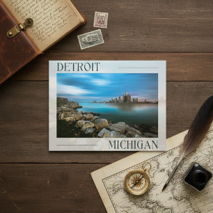 Scenic Detroit Waterfront Postcard