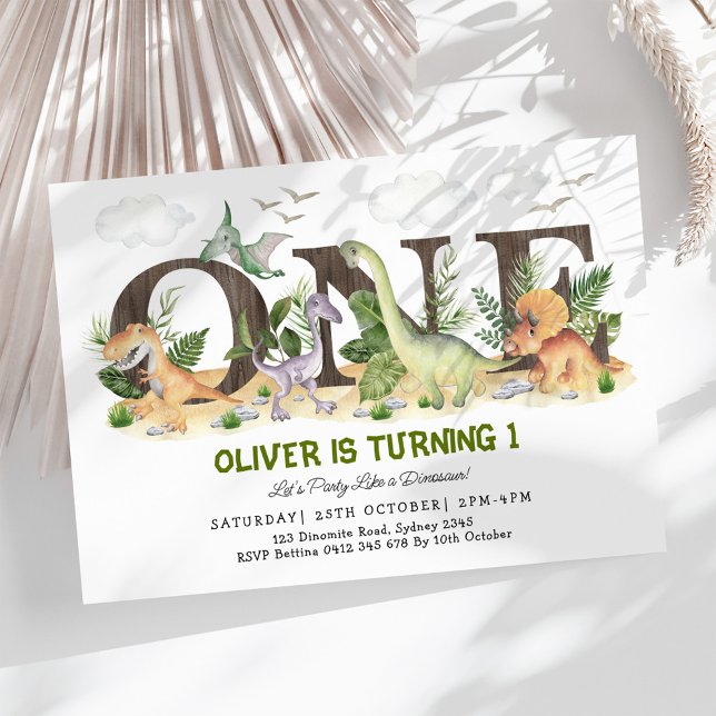 Scenic Dinosaur Wild One 1st Birthday Party Invitation (Creator Uploaded)