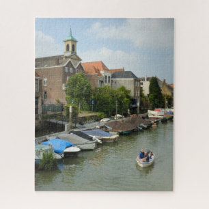 Scenic Dutch Canal Boat Picturesque Netherlands Jigsaw Puzzle