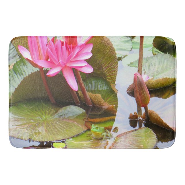 Scenic Frog and Lily Pads Bath Mat (Front)