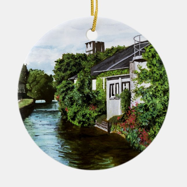 Scenic Galway City Ireland Canal View Ceramic Tree Decoration (Front)