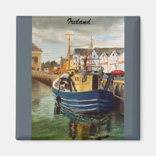 Scenic Galway City Ireland Fishing Boat Magnet