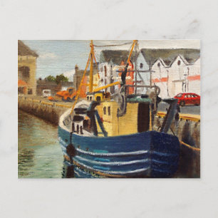 Scenic Galway City Ireland Fishing Boat Postcard