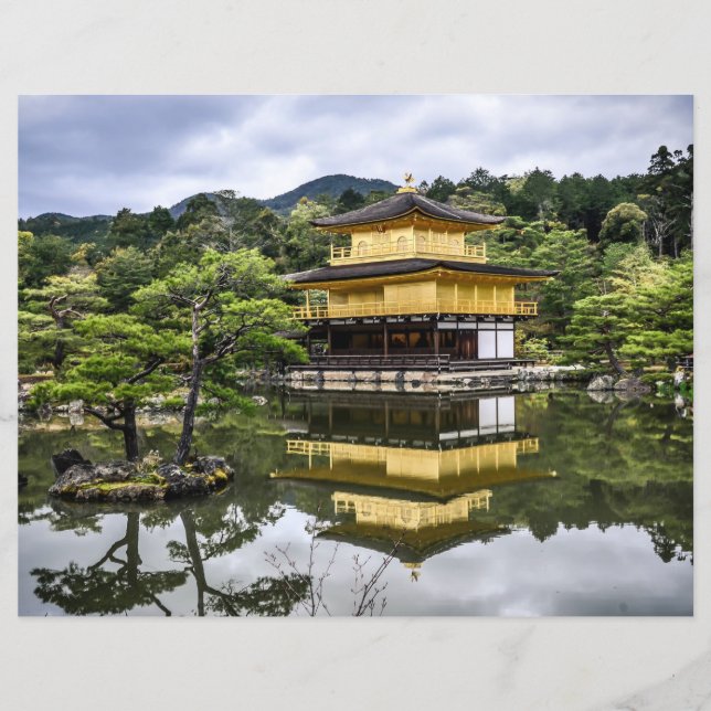 Scenic Golden Pavilion Scrapbook Paper (Front)