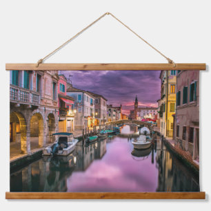 Scenic Grand Canal in Italy at Sunset Hanging Tapestry