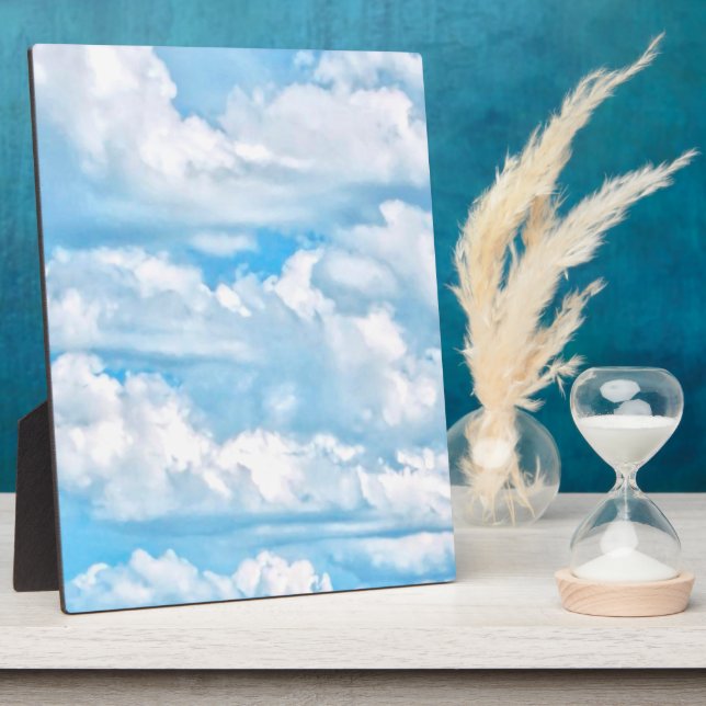 Scenic Happy Sunny Clouds Background Plaque (Side)
