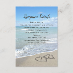 Scenic Hearts in the Sand Beach Wedding Enclosure Card