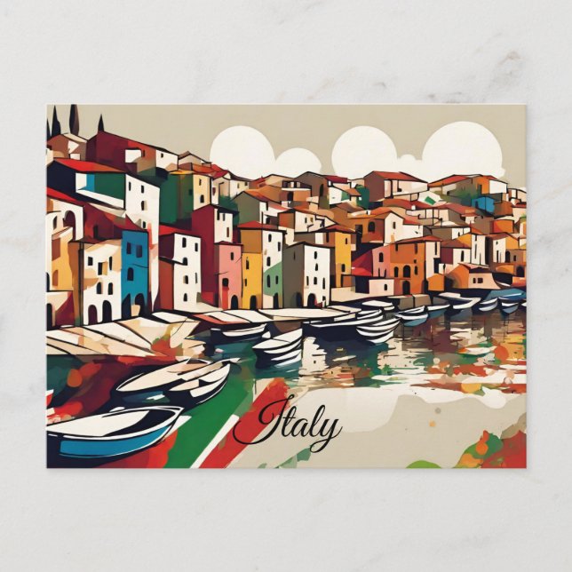 Scenic Italy Mediterranean Coast Flag Colours Postcard (Front)
