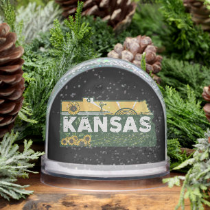 Scenic Kansas Retro Silhouette  Snowglobe