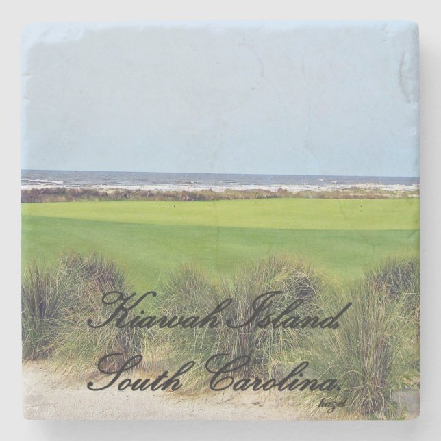 Scenic Kiawah Island, South Carolina Marble Stone Coaster (Front)