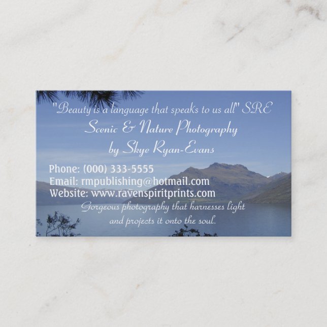 "SCENIC LAKE" Business Cards (Front)