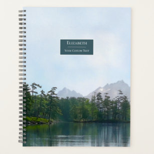 Scenic lake in the mountains personalised journal planner