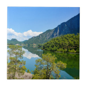Scenic Lake Mountain Reflection Tile