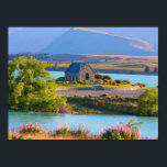 Scenic Lake Tekapo Poster<br><div class="desc">Scenic photographic image features the Church of the Good Shepherd and the beautiful landscape surrounding,   at Lake Tekapo,  New Zealand.</div>