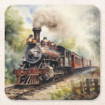 Scenic Landscape a Victorian Train Square Paper Coaster<br><div class="desc">A lovely landscape with a Victorian train</div>