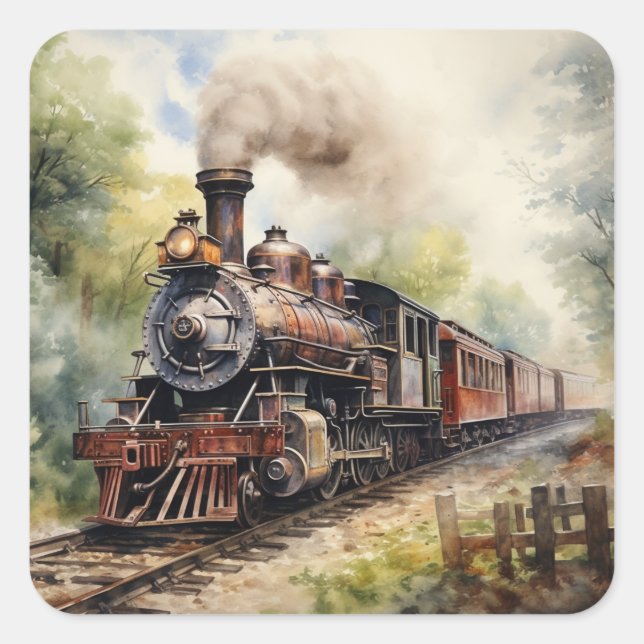 Scenic Landscape a Victorian Train Square Sticker (Front)