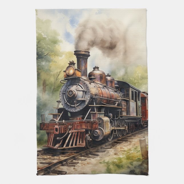 Scenic Landscape a Victorian Train Tea Towel (Vertical)