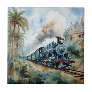 Scenic Landscape a Victorian Train Tile