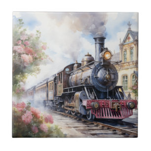 Scenic Landscape a Victorian Train Tile