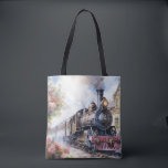 Scenic Landscape a Victorian Train Tote Bag<br><div class="desc">A lovely landscape with a Victorian train outside a train station</div>