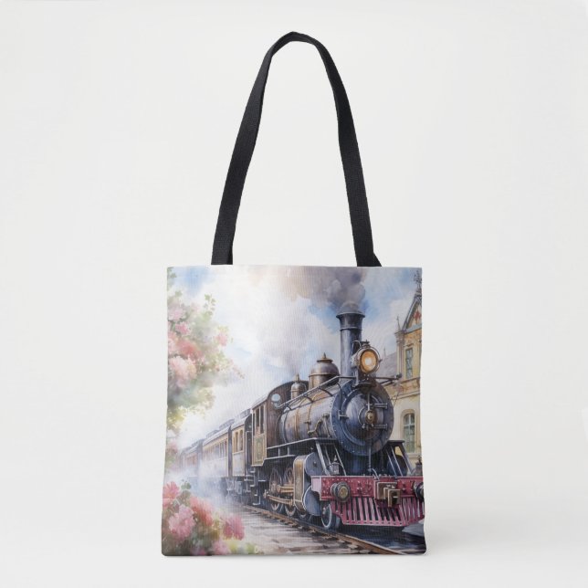 Scenic Landscape a Victorian Train Tote Bag (Front)