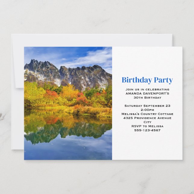 Scenic Landscape Mountains Lake Forest Birthday Invitation (Front)